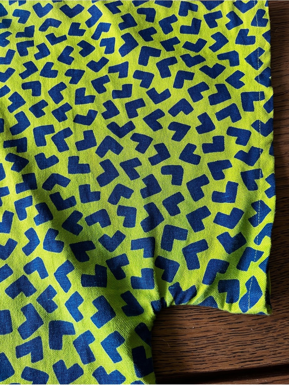 Gudrun Sjoden Lime Green and Navy Button-Down Shirt Swedish Linen Colorful Fun - Picture 5 of 6